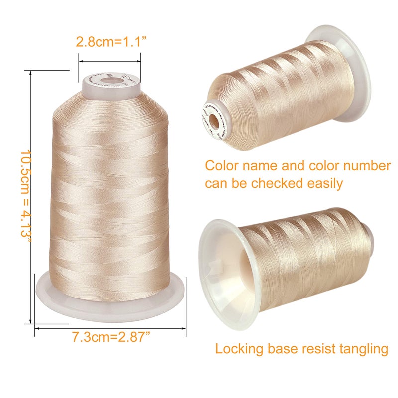 Simthread - 33 Selections - Various Assorted Color Packs of Polyester Embroidery Machine Thread Huge Spool 5500Y for All Purpose Sewing Embroidery Machines - Skin Tone Color - Image 5